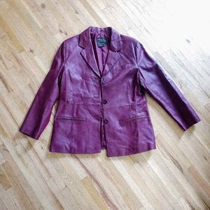Like NewBurgundy leather blazer jacket Size M